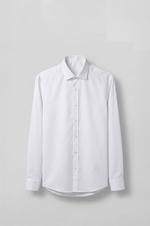 Men's Slim Fit Cotton Classic Collar Long Sleeve Shirt White