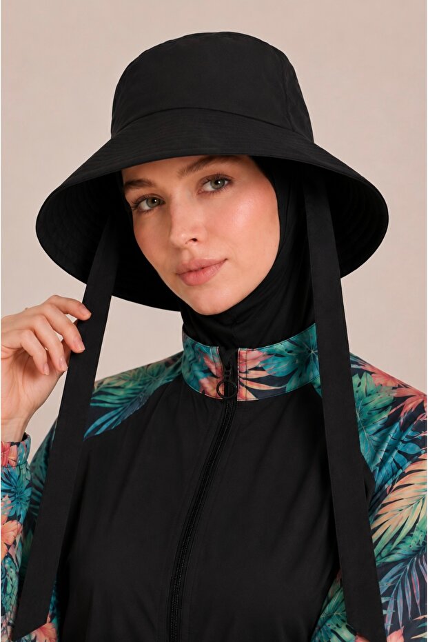 Women's Hijab Swimsuit Compatible Tie-On Bucket Beach Hat