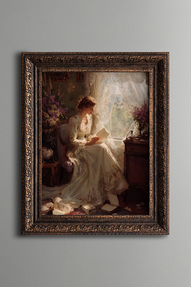 Reading in the Light of Day – Vintage Patterned Table – Thick Model