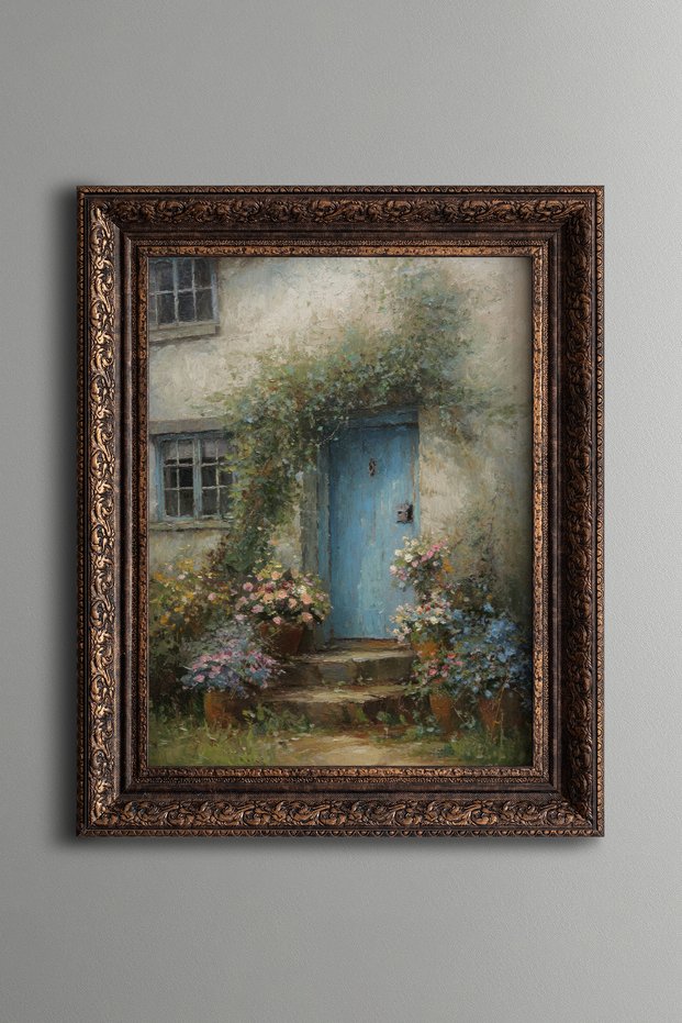 Floral Garden Gate – Vintage Patterned Painting – Thick Model
