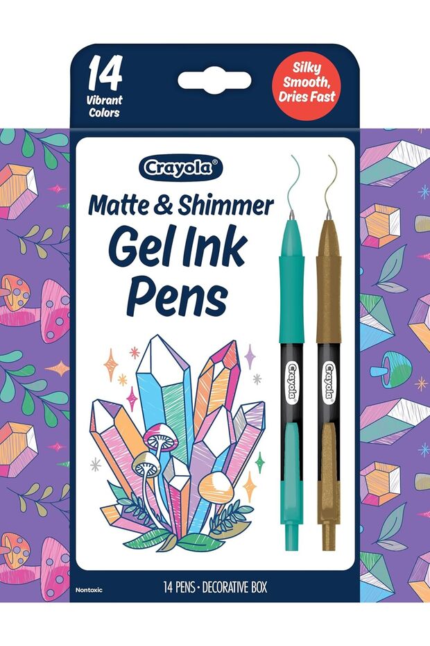 Gel Ink Pen Marker Set: 14 Matte & Glitter Gel Pens for Kids 4+
