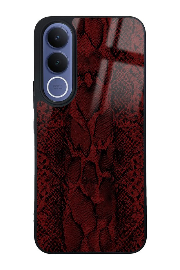 Vivo V70 Fe Red Leather Design Glossy Phone Case