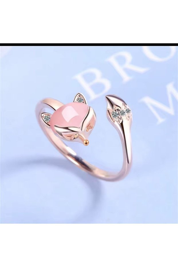 Cute Cat Model Women's Steel Ring with Stone Detail