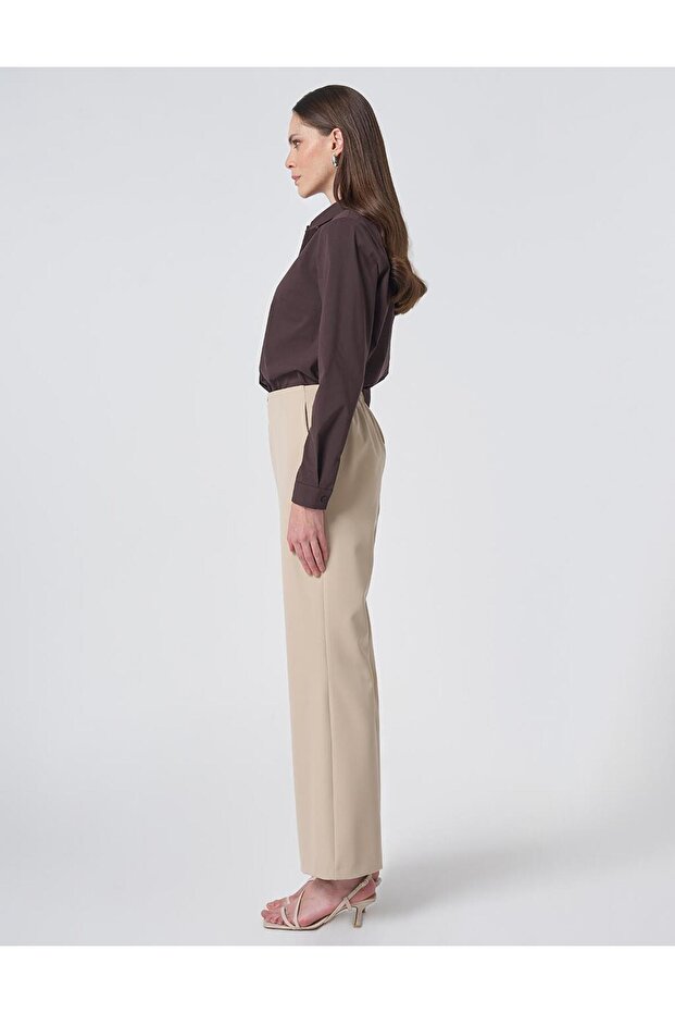 Basic Fabric Trousers Stone - 3