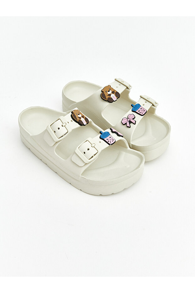 Beige Double-Strapped Women's Slippers from Güli̇sgi̇yi̇m