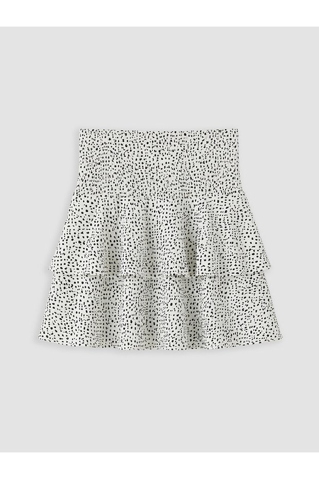 Vizyon New Season Polka Dot Layered Shorts Skirt with Elastic Waist