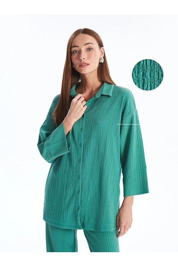 Textured Oversize Women's Shirt Tunic (S4)