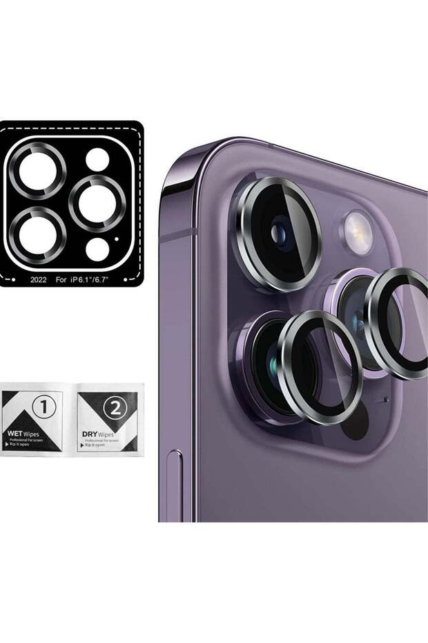 Camera Lens Protector for iPhone 14 Pro/14 Pro Max, Anti-Scratch HD Tempered Glass Metal Ring