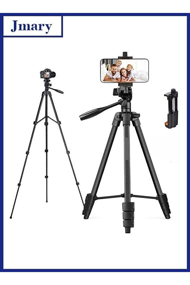 Aluminum Extendable Tripod Stand with Phone Holder for Cameras, Smartphones, Projectors, Webcams
