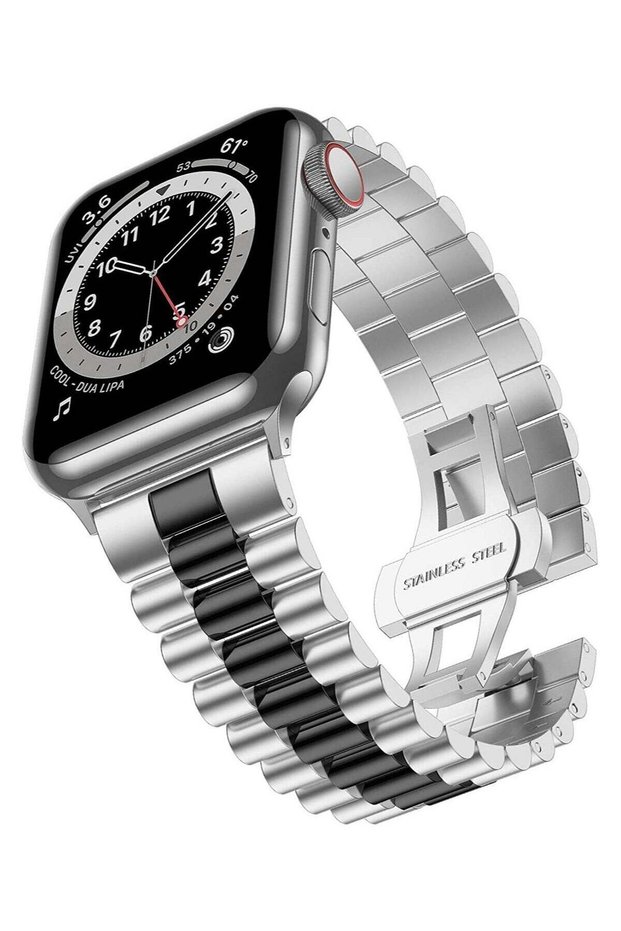 Compatible with Apple Watch Band Series 5 44mm 42mm, Stainless Steel iWatch Band with Butterfly Folding Clasp for Watch Band Series 5/4/3/2/1