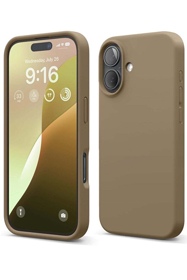 Liquid Silicone iPhone 16 Plus Case Cover - Full Body Protection, Shockproof, Slim, Anti-Scratch, Soft Microfiber Lining (Brown)