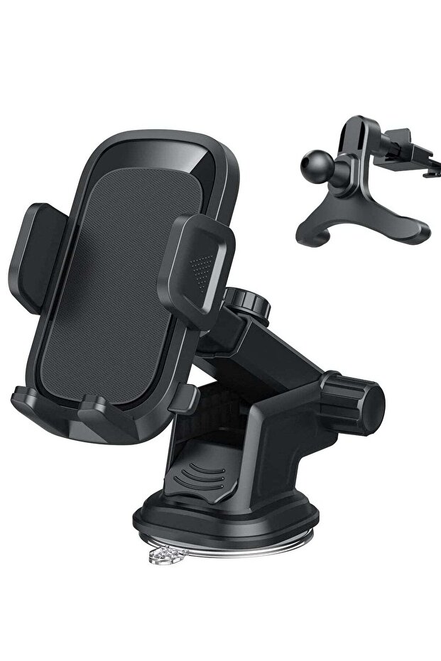 Car Phone Holder, Air Vent Mount, Dashboard Phone Holder Auto Suction Cup for Windshield/Smooth Desktop/Tile Wall