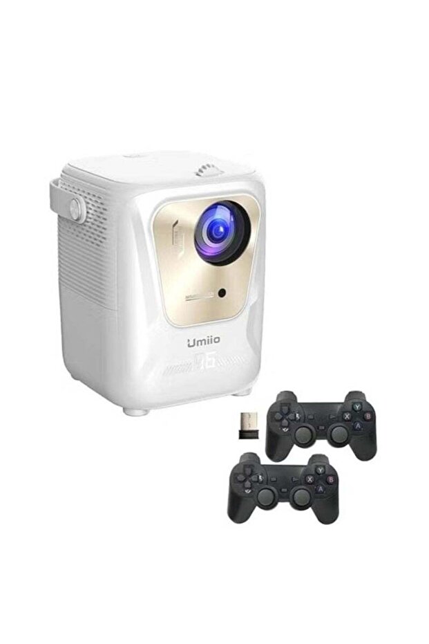Q4 Pro 4K LED Smart Game Projector with Dual Wireless Controllers, 5G WiFi, Bluetooth, HDMI/USB/SD Inputs