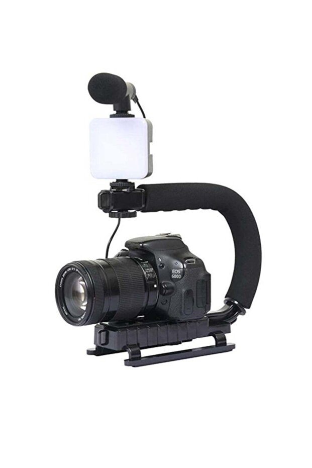 Video Tripod Set with LED Light Microphone Video Recording Kit for Smartphone Vlog Photography Set
