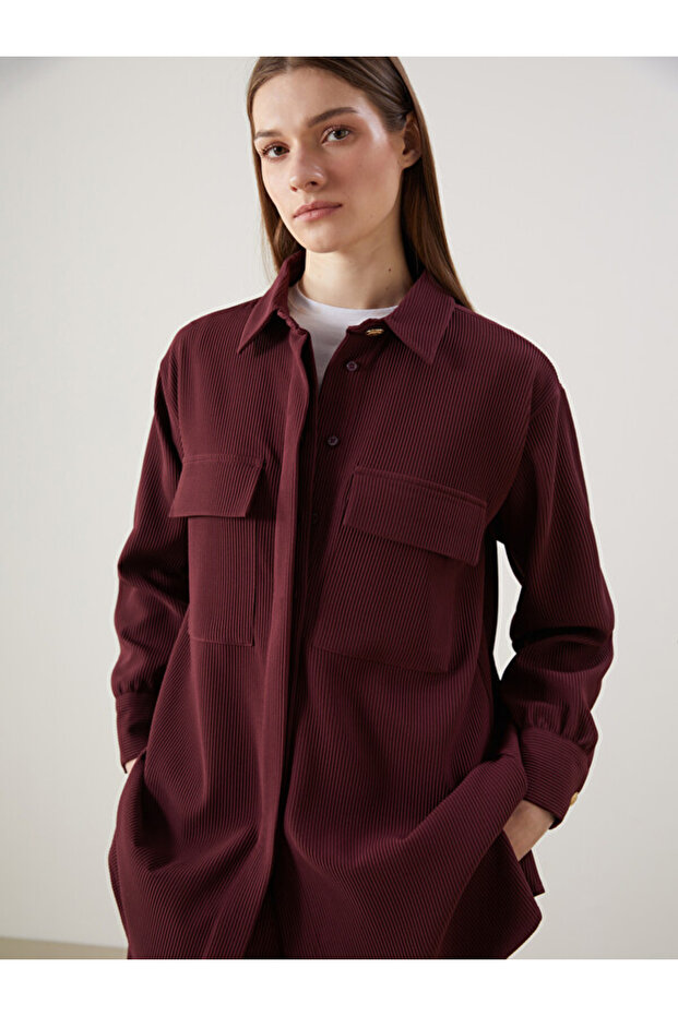 Textured Oversize Women's Shirt Tunic