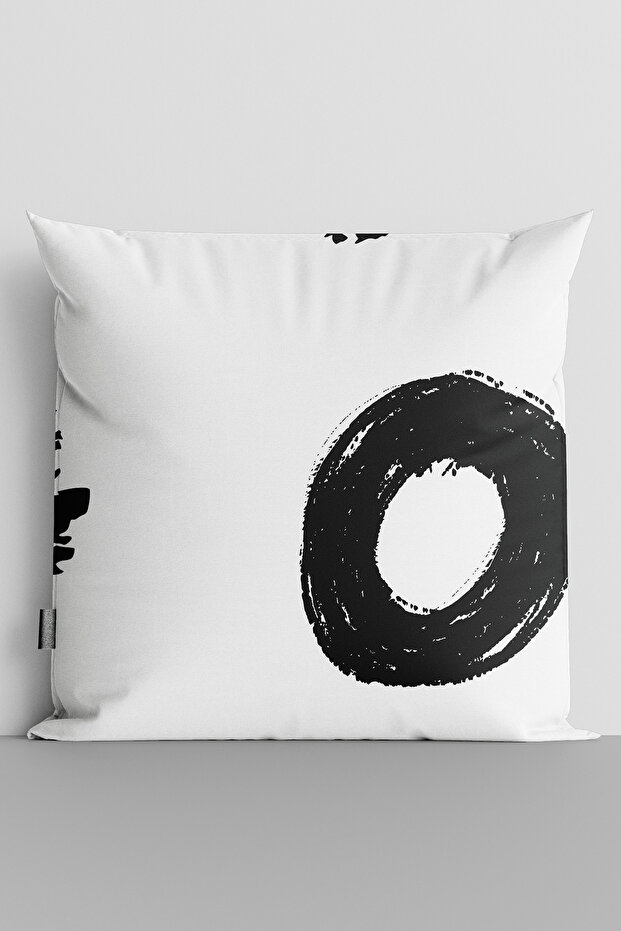 Black Circle Double Sided Digital Printed Throw Pillow Cover - 2255