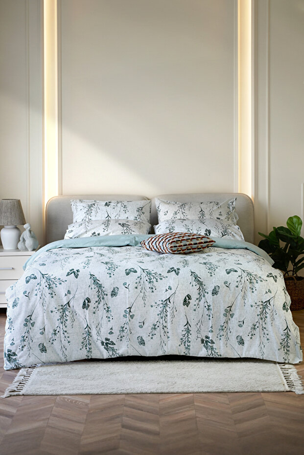 Butterfly Double Cotton Duvet Cover Set | 4 Pieces | Set with Sheets and Pillows