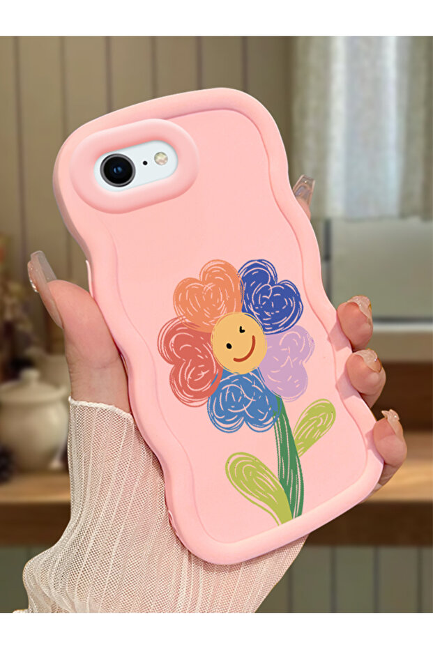 حافظة متوافقة مع هاتف iPhone 6S Plus، حافظة حماية للكاميرا من السيليكون باللون الوردي، حافظة هاتف بنمط زهور