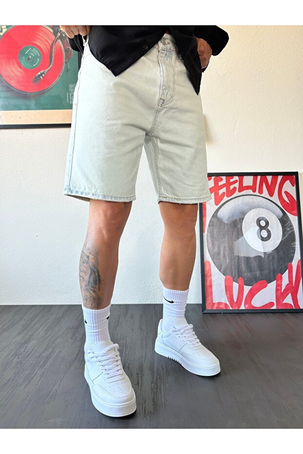Light Ice Blue Denim Shorts