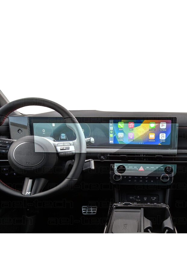 Hyundai Tucson Compatible 12.3 Inch Navigation and Air Conditioning 9H Nano Screen Protector Set of 2 2025-2026