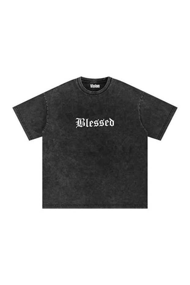 تي شيرت أسود قابل للغسل مطبوع عليه رسومات Blessed Graphic للجنسين مقاس كبير