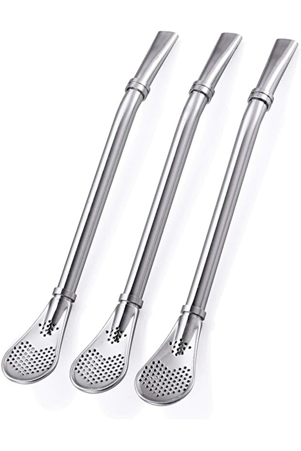 Stainless Steel 304 Drinking Spoon Straw - Silver Bombillas Yerba Mate