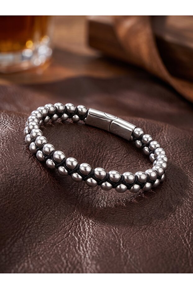 Men's Bracelet Steel Hematite White Premium Gift 01867