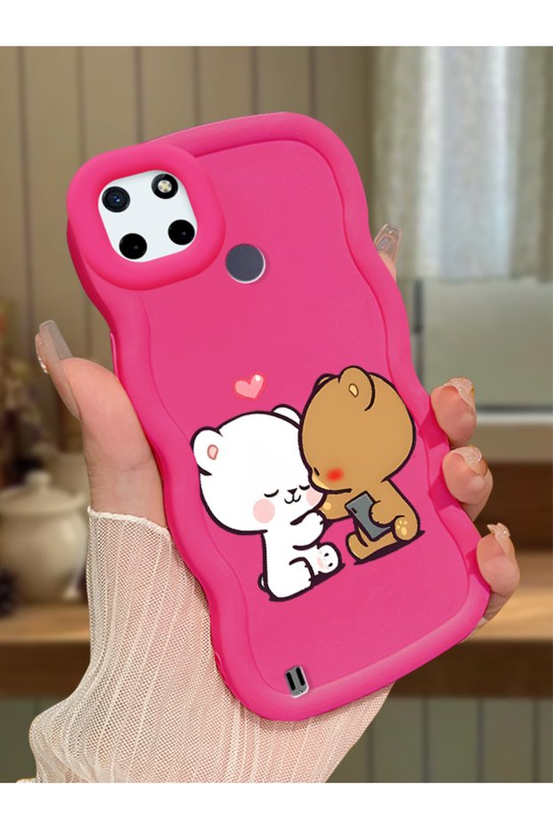 Realme C21Y Compatible Case Camera Protector Red Silicone Couple Phone Case Cute Pattern