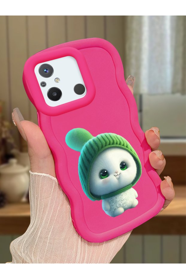 Poco C55 Compatible Case Camera Protector Red Silicone Couple Phone Case Cute Pattern
