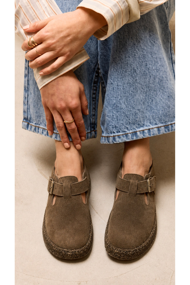 Genuine Leather Suede Buckle Women's Loafer Shoes Mink Winter Thick Sole