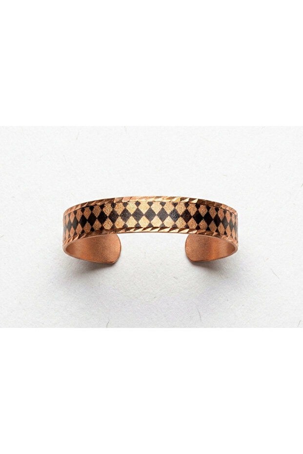 100% Handmade Copper |   Copper Baklava Patterned Adjustable Clamp Bracelet