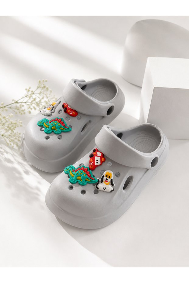 Children's Eva Garden Slippers with Dinosaur and Car Accessories, Casual Slippers