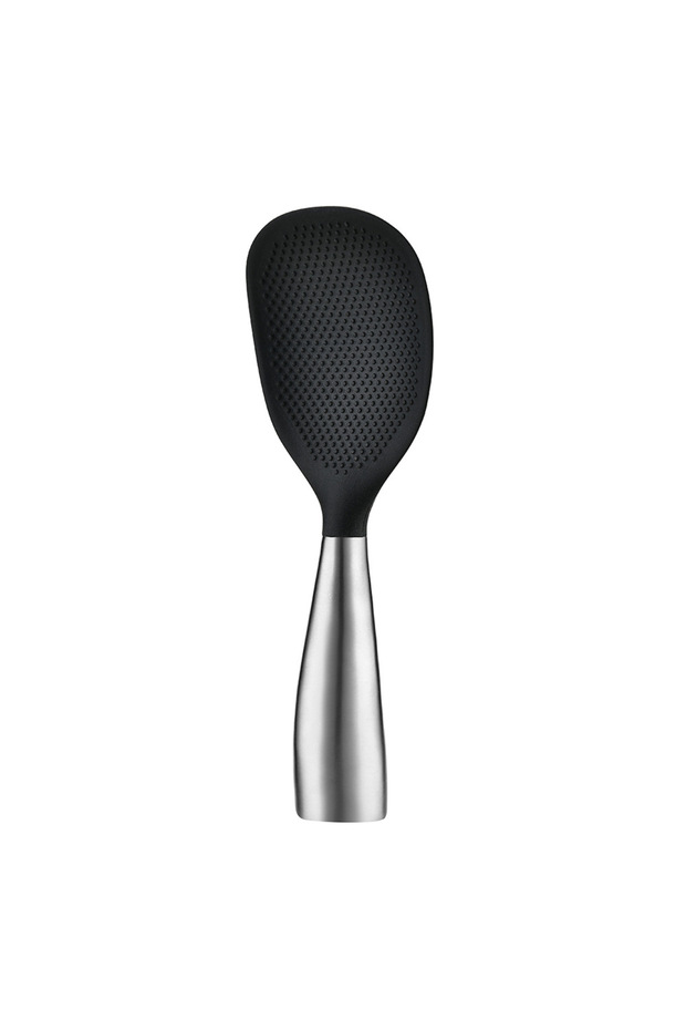 Black 1Pcs Silicone Spoon Non-stick Cooking Spoon Anti-scalding Pot Rice High-temperature-resistant