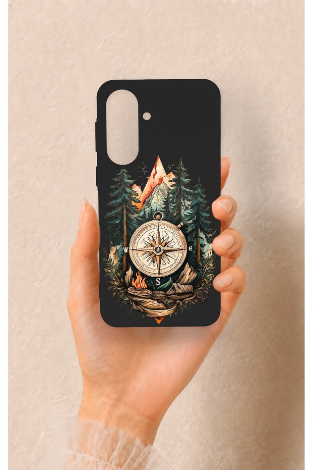 Samsung A37 Compatible Compass Forest Pattern Silicone Case