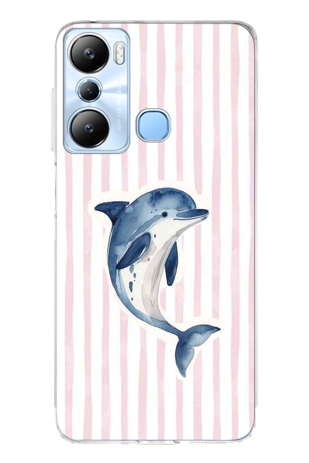 Infinix Hot 20I Compatible Pastel Dolphin Patterned Transparent Phone Case