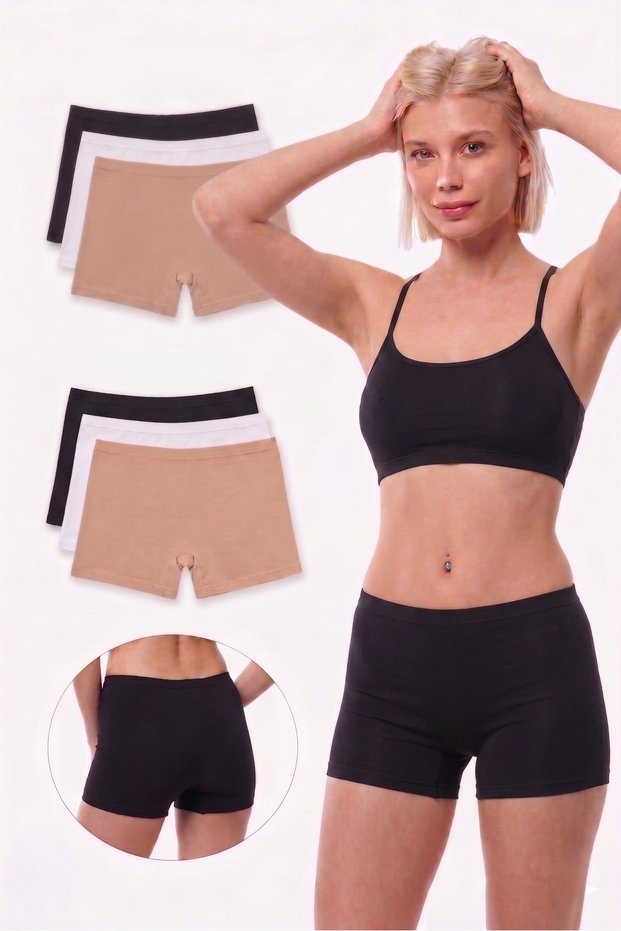 Women's Set of 6 Lycra 95% Cotton Flexible Comfortable Boxer Shorts Leggings