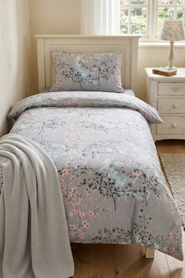 Sakura Single Duvet Cover Set with Elastic Band, Natural Healthy Cotton