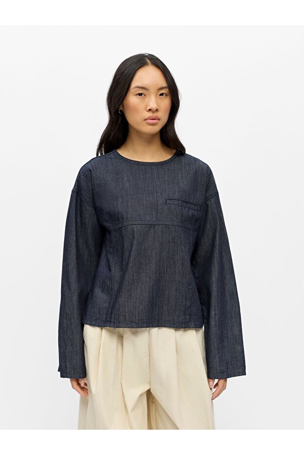 Bluse Denim Taschendetail - 1