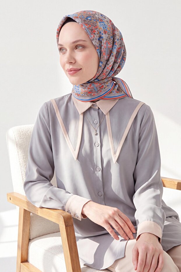 وشاح ناعم بلون أزرق سماوي عرقي من سلسلة بيكسل