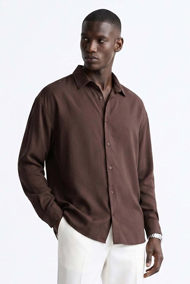 Men's Regular Fit Long Sleeve Bonita Shirt - Bitter Brown