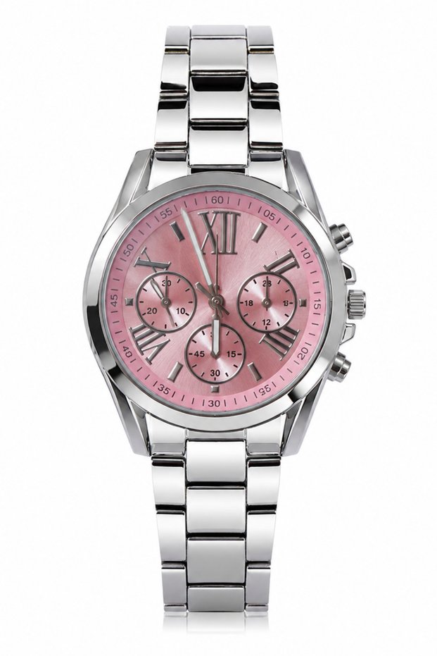 Pink Dial Roman Numeral Analog Women's Wristwatch