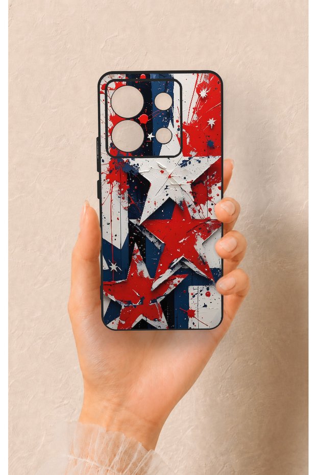 Redmi Note 13 Pro 5g Compatible Star Flag Patterned Silicone Case