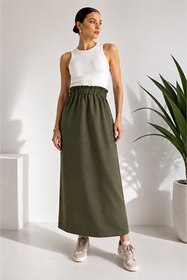High Waist Gabardine Skirt