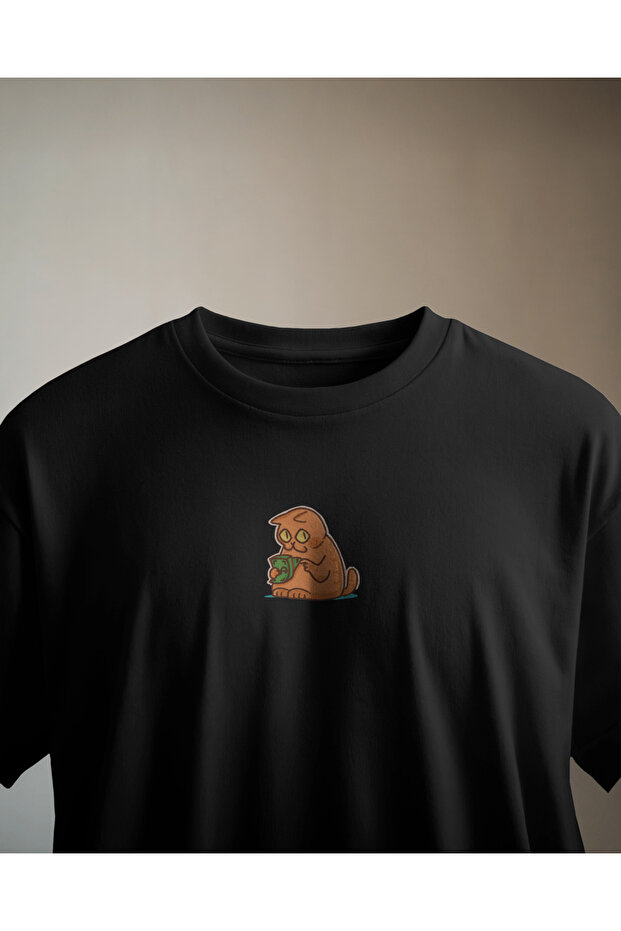 Miserly Cat Regular Unisex Black T-Shirt