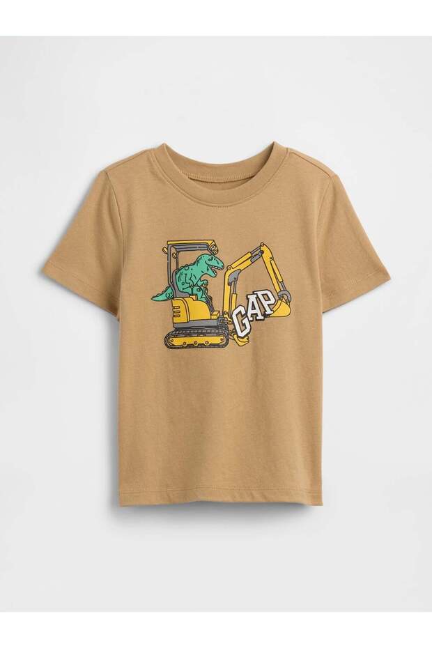 Baby Boy Graphic Printed T-Shirt Beige