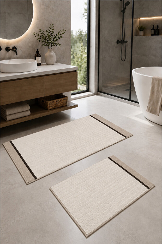 Woven Surface Non-Slip Base Water Absorbent Washable Bath Mat