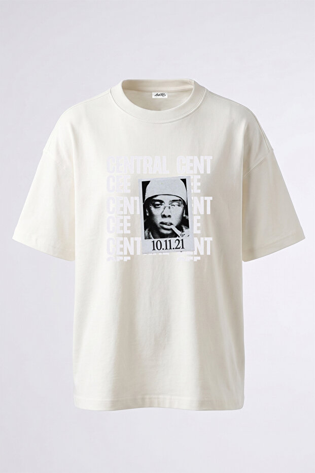 Central Cee_3 Design Printed Unisex Oversize White Tshirt