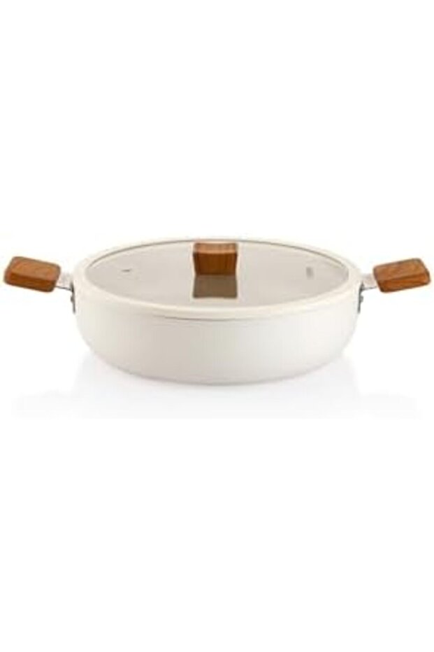 Msa Shop Ceramoni Ceramic Flat Pot 28 Cm-Cream 931845