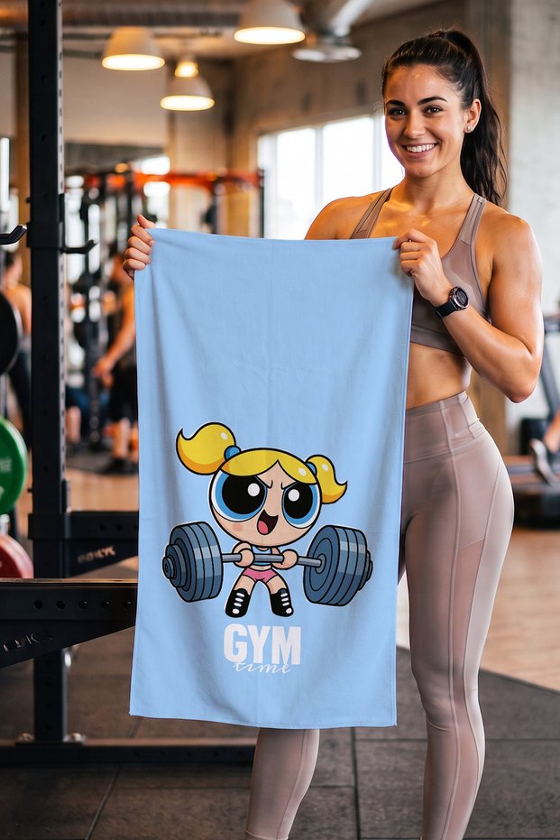 Power Puff Gym Girl Special Design 45X90 Sports Towel | High Quality Cotton Digital Printing