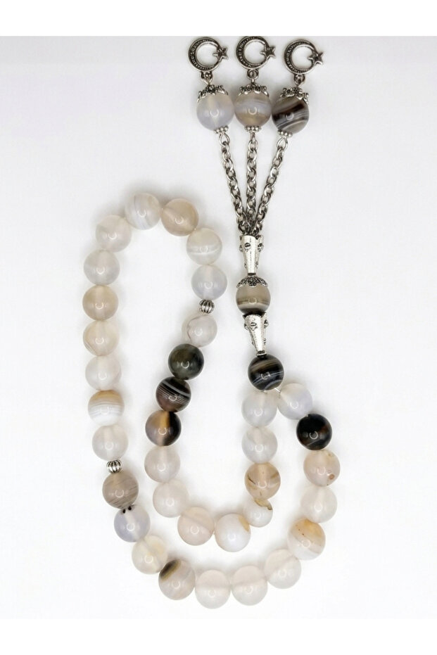 Premium White Agate stone beads, Aqeeq misbaha,Islamic Tasbih